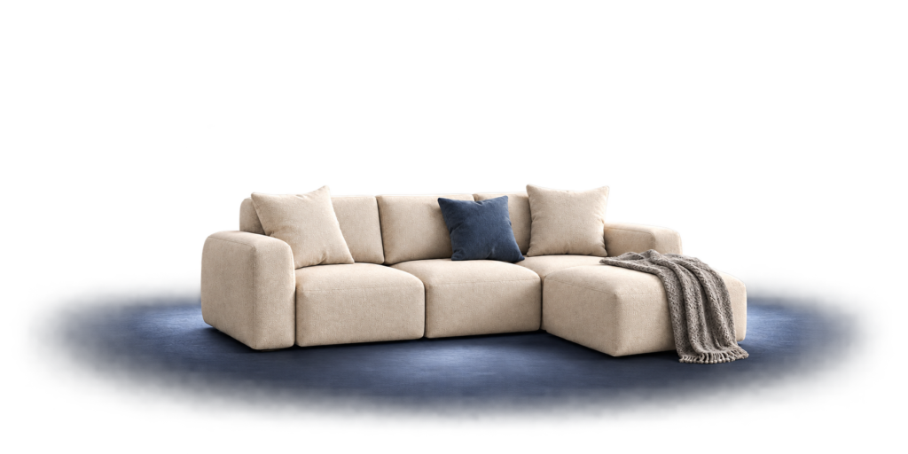 Modular sofa represented by one reusable 3D model